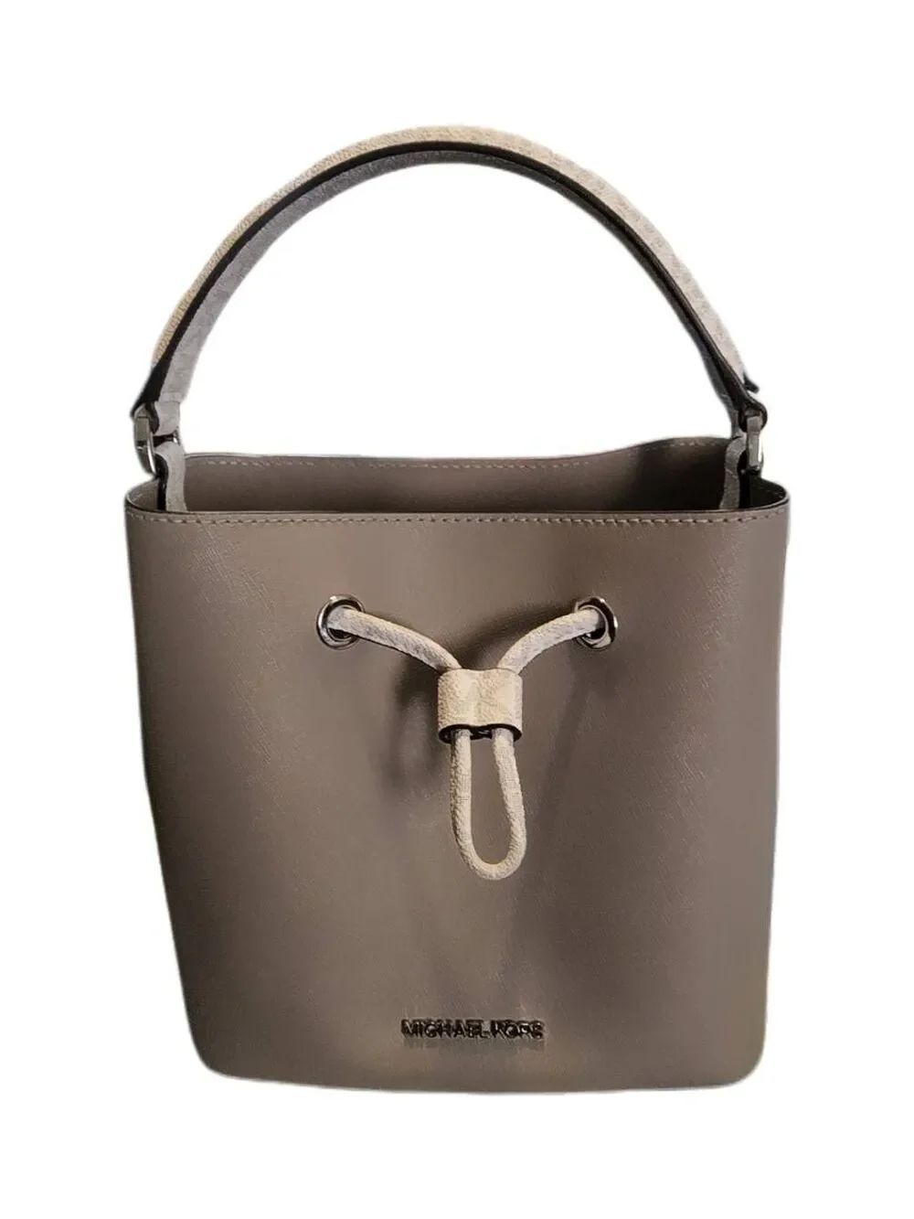 NWOT~MICHAEL KORS Grey/White Saffiano Leather Top Handle Bag/Shoulder Bag